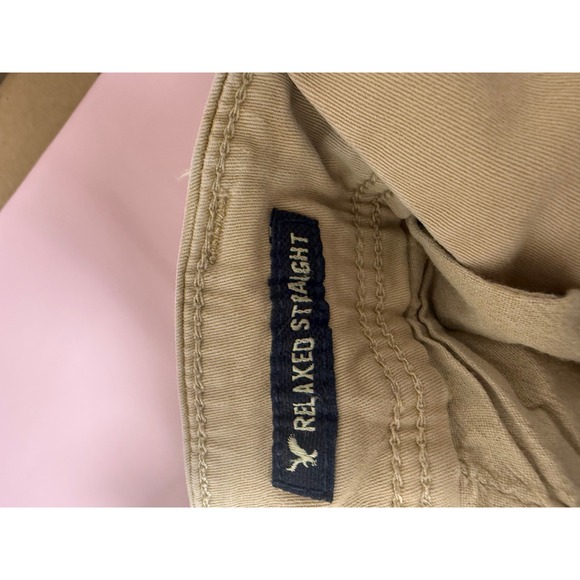 American Eagle Outfitters Mens Khaki Relaxed Straight  Flex Pants Size 34x34 - Picture 3 of 8